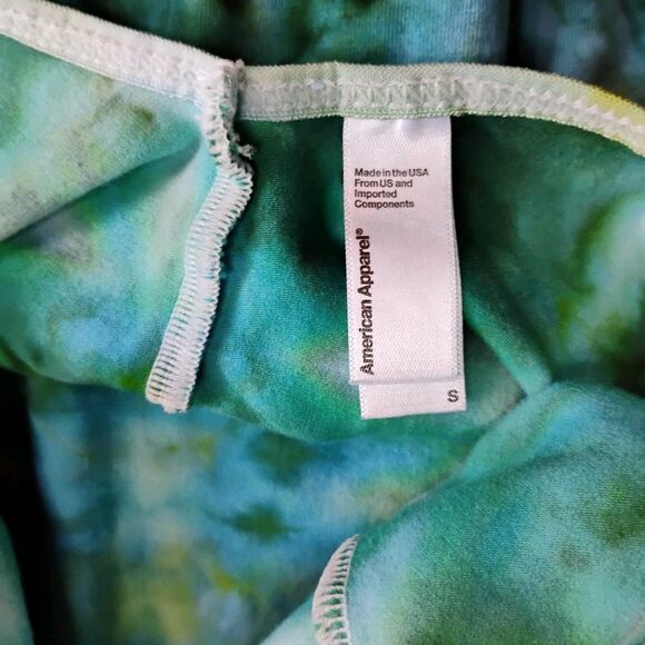 American Apparel Green Tie Dye Bodysuit Small Halter Neck Cotton Blend Festival - Picture 3 of 14